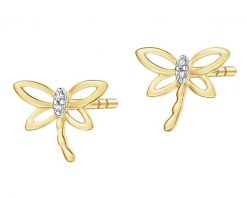 Kolczyki z żółtego złota z diamentami - ważki - 0,01 ct - próba 375. Żółte kolczyki Apart, z diamentem, złote. Za 829.00 zł.