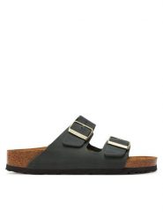 Birkenstock Klapki Arizona Leoi 1028030 Zielony. Zielone klapki Birkenstock, bez wzorów, ze skóry, bez obcasa. Za 539.99 zł.