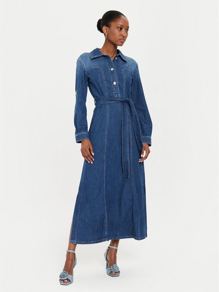 Marella Sukienka jeansowa Ada 2423226014 Granatowy Regular Fit. Niebieskie sukienki Marella, bez wzorów, z bawełny, bez kołnierzyka, bez ramiączek. Za 699.00 zł.