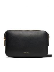 Calvin Klein Torebka Foil Logo Elongated Camera Bag LV04F3276G Czarny. Czarne listonoszki Calvin Klein, bez wzorów, ze skóry, bez dodatków. Za 429.99 zł.
