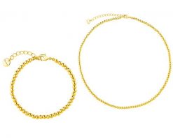 Naszyjnik i bransoletka z mosiądzu pozłacane - komplet. Naszyjniki Elixa, pozłacane. Za 339.00 zł.