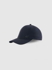4F Czapka z daszkiem tenisowa damska - granatowa S/M (58cm). Niebieskie czapki 4f, bez wzorów, z materiału, klasyczne. Za 99.99 zł.