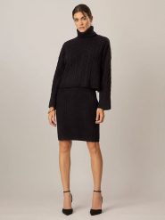 APART 2-częściowy zestaw w kolorze czarnym rozmiar: 40. Czarne sukienki Apart, bez wzorów, z dzianiny, bez kołnierzyka, bez ramiączek, midi. Za 271.67 zł.