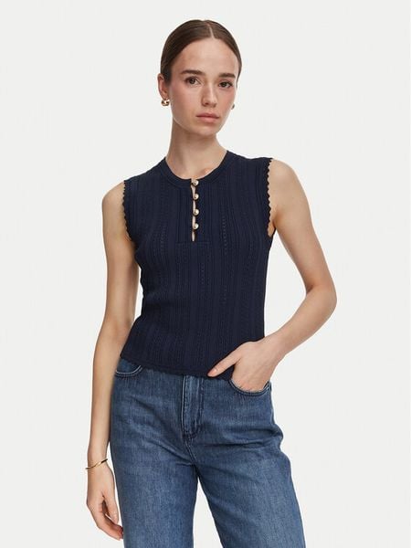 Guess Bluzka W6YR24 Z0970 Granatowy Regular Fit. Niebieskie bluzki Guess, xl, z aplikacjami, z syntetyku, bez kołnierzyka, bez ramiączek. Za 344.99 zł.