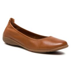 Baleriny Josef Seibel. Brązowe baleriny Josef Seibel, bez wzorów, bez obcasa. Za 299.99 zł.