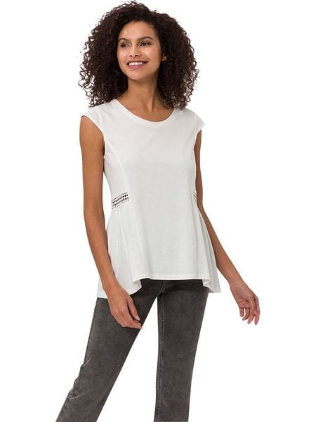 Heine Koszulka w kolorze kremowym rozmiar: 46. Brązowe bluzki Heine, bez wzorów, z bawełny, bez kołnierzyka, bez ramiączek. Za 34.99 zł.