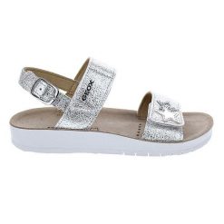 Sandały GEOX J SANDAL COSTAREI GI Srebrny. Szare sandały Geox, bez wzorów, ze skóry, sportowe, bez obcasa, bez zapięcia. Za 207.99 zł.