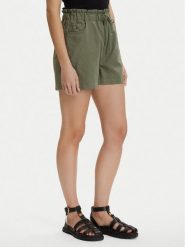 Tommy Jeans Szorty materiałowe DW0DW22227 Zielony ciemny Regular Fit. Zielone szorty Tommy Jeans, bez wzorów, z jeansu. Za 329.99 zł.