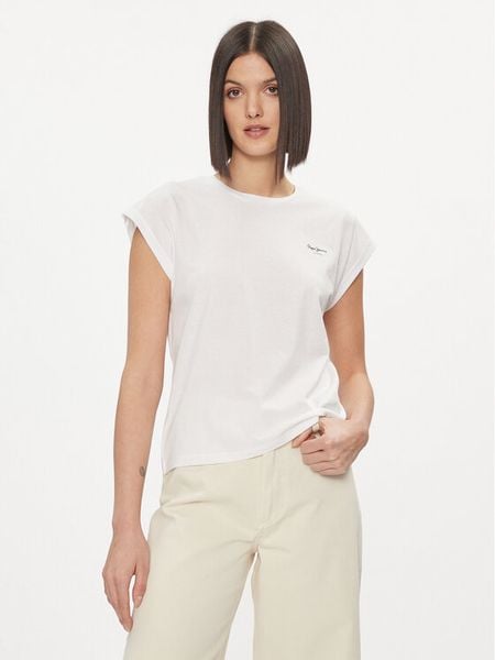 Pepe Jeans Bluzka Bloom PL504821 Biały Regular Fit. Białe bluzki Pepe Jeans, xl, bez wzorów, z bawełny, bez kołnierzyka, bez ramiączek. Za 59.99 zł.