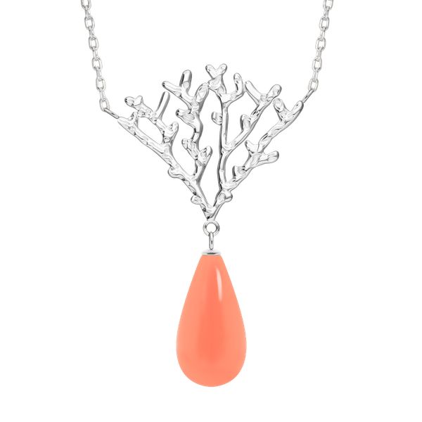 Naszyjnik Koral z koralową żywicą posrebrzany. Pomarańczowe naszyjniki Lilou, z koralem, posrebrzane. Za 189.00 zł.