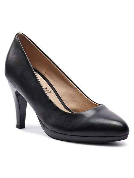 Caprice Szpilki 9-22414-42 Czarny. Czarne szpilki Caprice, bez wzorów, ze skóry, bez obcasa, na szpilce, bez zapięcia. Za 172.99 zł.