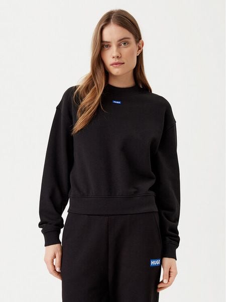 HUGO Bluza Delessa 50534344 Czarny Regular Fit. Czarne bluzy Hugo, m, bez wzorów, z bawełny, bez kaptura. Za 359.99 zł.