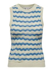 ONLY Top w kolorze niebiesko-kremowym rozmiar: XL. Brązowe topy Only, xl, bez wzorów, bez kołnierzyka, bez ramiączek. Za 32.98 zł.