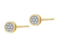 Kolczyki z żółtego złota z diamentami - 0,05 ct - próba 585. Żółte kolczyki Apart, z diamentem, złote. Za 1,559.00 zł.