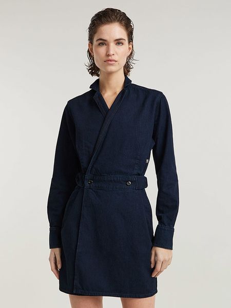 G-Star Sukienka w kolorze granatowym rozmiar: XS. Niebieskie sukienki G-Star, xs, bez wzorów, z bawełny, retro, bez kołnierzyka, bez ramiączek, mini. Za 271.03 zł.