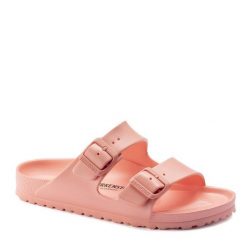 Klapki damskie Birkenstock Arizona Eva. Czerwone klapki Birkenstock, bez wzorów, z materiału, bez obcasa. Za 384.00 zł.