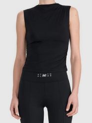 4F Top sportowy w kolorze czarnym rozmiar: M. Czarne koszulki sportowe 4f, bez wzorów, z materiału, bez ramiączek, outdoorowe. Za 74.63 zł.