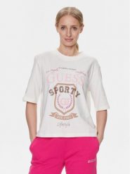 Guess T-Shirt V4RI07 K8FQ4 Biały Boxy Fit. Białe t-shirty Guess, xs, z aplikacjami, z bawełny, bez kołnierzyka, bez ramiączek. Za 89.99 zł.