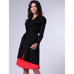 Płaszcz w kolorze czarnym. Czarne płaszcze Jesienny butik, xs, bez wzorów, z bawełny, bez kaptura. W wyprzedaży za 119.95 zł.