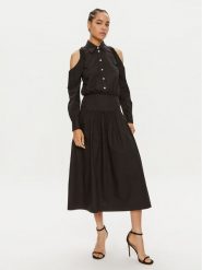 Pinko Sukienka koszulowa Hazzard 103630 A1X8 Czarny Regular Fit. Czarne sukienki Pinko, bez wzorów, z bawełny, bez kołnierzyka, bez ramiączek, koszulowe. Za 429.99 zł.