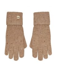 Guess Rękawiczki Damskie AW5215 POL02 Beżowy. Brązowe rękawiczki Guess, z aplikacjami, z dzianiny. Za 199.99 zł.