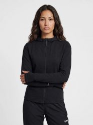 Hummel hmlFOUNDATION ZIP HOODIE – damska bluza z zamkiem, dopasowany krój –. Czarne bluzy Hummel, xs, bez wzorów, z bawełny, z kapturem. Za 206.03 zł.