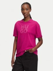 HUGO T-Shirt Dashire_5 50566678 Różowy ciemny Relaxed Fit. Czerwone t-shirty Hugo, xs, bez wzorów, z bawełny, bez kołnierzyka, bez ramiączek. Za 214.99 zł.