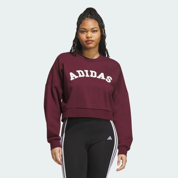 BLUZA Z TKANINY SZENILOWEJ Z LOGO I GRAFIKĄ. Czerwone bluzy Adidas, na zimę, xs, z aplikacjami, z bawełny, bez kaptura. Za 259.00 zł.