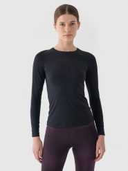 4F Longsleeve treningowy szybkoschnący damski - czarny M. Czarne koszulki sportowe 4f, bez wzorów, z dzianiny, bez ramiączek, na fitness i siłownię. W wyprzedaży za 39.99 zł.