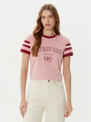 Guess T-Shirt V5RI00 KA260 Różowy Regular Fit. Czerwone t-shirty Guess, xxs, z aplikacjami, z bawełny, bez kołnierzyka, bez ramiączek. Za 109.99 zł.