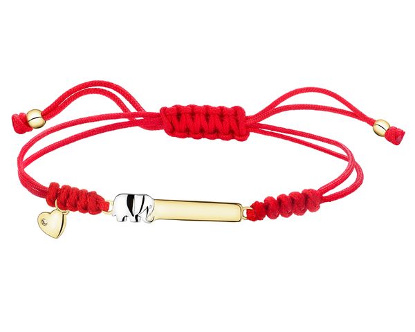 Bransoletka z elementami żółtego złota i diamentem - słonik, serce - 0,003 ct - próba 375. Żółte bransoletki Apart, z diamentem, złote. Za 799.00 zł.