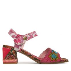 Sandały Laura Vita. Czerwone sandały Laura Vita, bez wzorów, bez obcasa, na słupku, bez zapięcia. Za 399.99 zł.