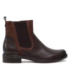 Botki Caprice. Brązowe botki Caprice, bez wzorów, bez obcasa, na płaskiej podeszwie, bez zapięcia. Za 519.99 zł.