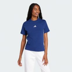 Koszulka Essentials 3-Stripes Cotton. Białe bluzki Adidas, bez wzorów, z bawełny, sportowe, bez kołnierzyka, bez ramiączek. Za 119.00 zł.