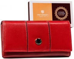 Portfel skórzany Peterson [DH] PTN RD-08-GCL-S czerwony. Czerwone portfele Peterson, bez wzorów, ze skóry. Za 87.99 zł.