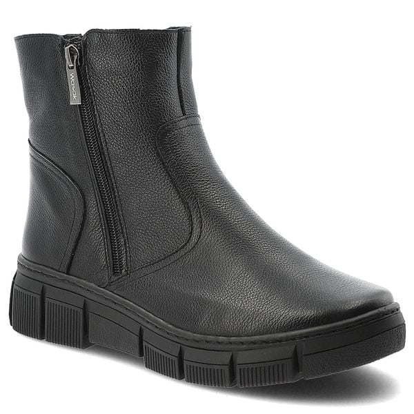 Czarne Botki Wasak Skórzane Buty Damskie Zapinane Na Suwak. Czarne botki Wasak, bez wzorów, z jeansu, bez obcasa, bez zapięcia. Za 305.99 zł.