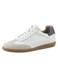 Heine Skórzane sneakersy w kolorze biało-niebieskim rozmiar: 41. Białe trampki Heine, bez wzorów, ze skóry, bez zapięcia. Za 100.28 zł.