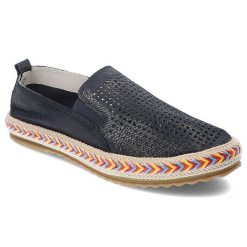 Granatowe Espadryle Lanqier Stylowe Wsuwane Obuwie Damskie. Niebieskie espadryle Lanqier, bez wzorów, z materiału, bez obcasa, bez zapięcia. Za 129.00 zł.