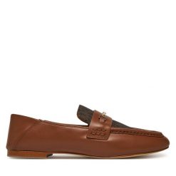 Lordsy MICHAEL Michael Kors. Brązowe lordsy MICHAEL Michael Kors, bez wzorów, ze lnu, bez obcasa, bez zapięcia. Za 499.99 zł.