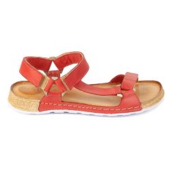 Olivier Sandały damskie barefoot-friendly Kallia skórzane czerwone 0782W. Czerwone sandały bez wzorów, biznesowe, bez obcasa, bez zapięcia. W wyprzedaży za 367.89 zł.