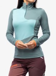 Bluza termiczna damska Ortovox Fleece Light Zip Neck. Zielone bluzy ORTOVOX, na zimę, m, bez wzorów, z dzianiny, bez kaptura. Za 637.99 zł.
