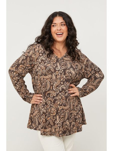 Curvy Lady Bluzka w kolorze brązowym rozmiar: 44/46. Brązowe bluzki Curvy Lady, bez wzorów, z bawełny, klasyczne, bez kołnierzyka, bez ramiączek. Za 134.95 zł.