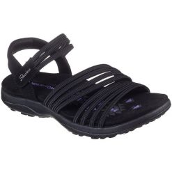 Sandały damskie Skechers Reggae Slim - Coffee. Czarne sandały Skechers, bez wzorów, sportowe, bez obcasa, bez zapięcia. Za 290.00 zł.