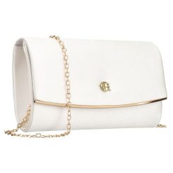 Kopertówka damska wykonana z tkaniny syntetycznej w białym kolorze, zawieszona na łańcuszku Rovicky R-XS028-3. Białe kopertówki ROVICKY, bez wzorów, z syntetyku, bez dodatków. Za 54.99 zł.