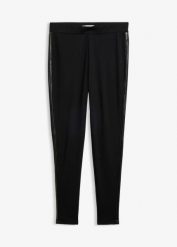 Legginsy z dzianiny punto di roma. Czarne legginsy bonprix, bez wzorów, z dzianiny. Za 129.99 zł.