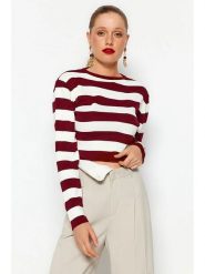 Trendyol Sweter w kolorze bordowo-białym rozmiar: M. Białe swetry Trendyol, m, bez wzorów, bez ramiączek. Za 108.74 zł.