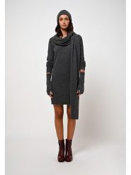 AUTHENTIC CASHMERE Kaszmirowa sukienka "Armet" w kolorze antracytowym rozmiar: S. Czarne sukienki AUTHENTIC CASHMERE, s, bez wzorów, z kaszmiru, bez kołnierzyka, bez ramiączek, mini. Za 264.15 zł.