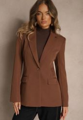 Brązowa Marynarka VICES o Taliowanym Kroju z Podkreślonymi Ramionami Arivita. Brązowe marynarki i żakiety Renee, l, bez wzorów, z jeansu, eleganckie. Za 189.99 zł.