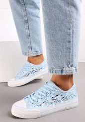 Niebieskie Trampki Przed Kostkę z Ażurową Cholewką Shiliarre. Niebieskie trampki Renee, w ażurowe wzory, przed kostkę, bez zapięcia. Za 79.99 zł.
