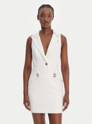 Elisabetta Franchi Sukienka koktajlowa AB-924-61E2-V520 Biały Regular Fit. Białe sukienki Elisabetta Franchi, bez wzorów, z syntetyku, wizytowe, bez kołnierzyka, bez ramiączek. Za 2,209.00 zł.